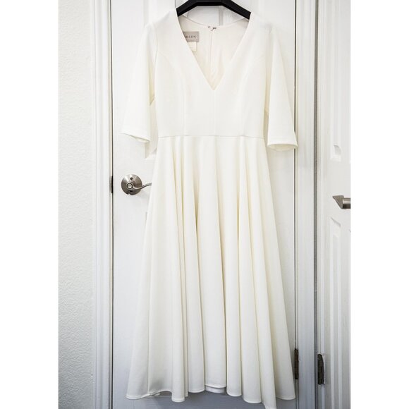 BHLDN Tea-Length White Valdis Dress, size 10 - Picture 2 of 10